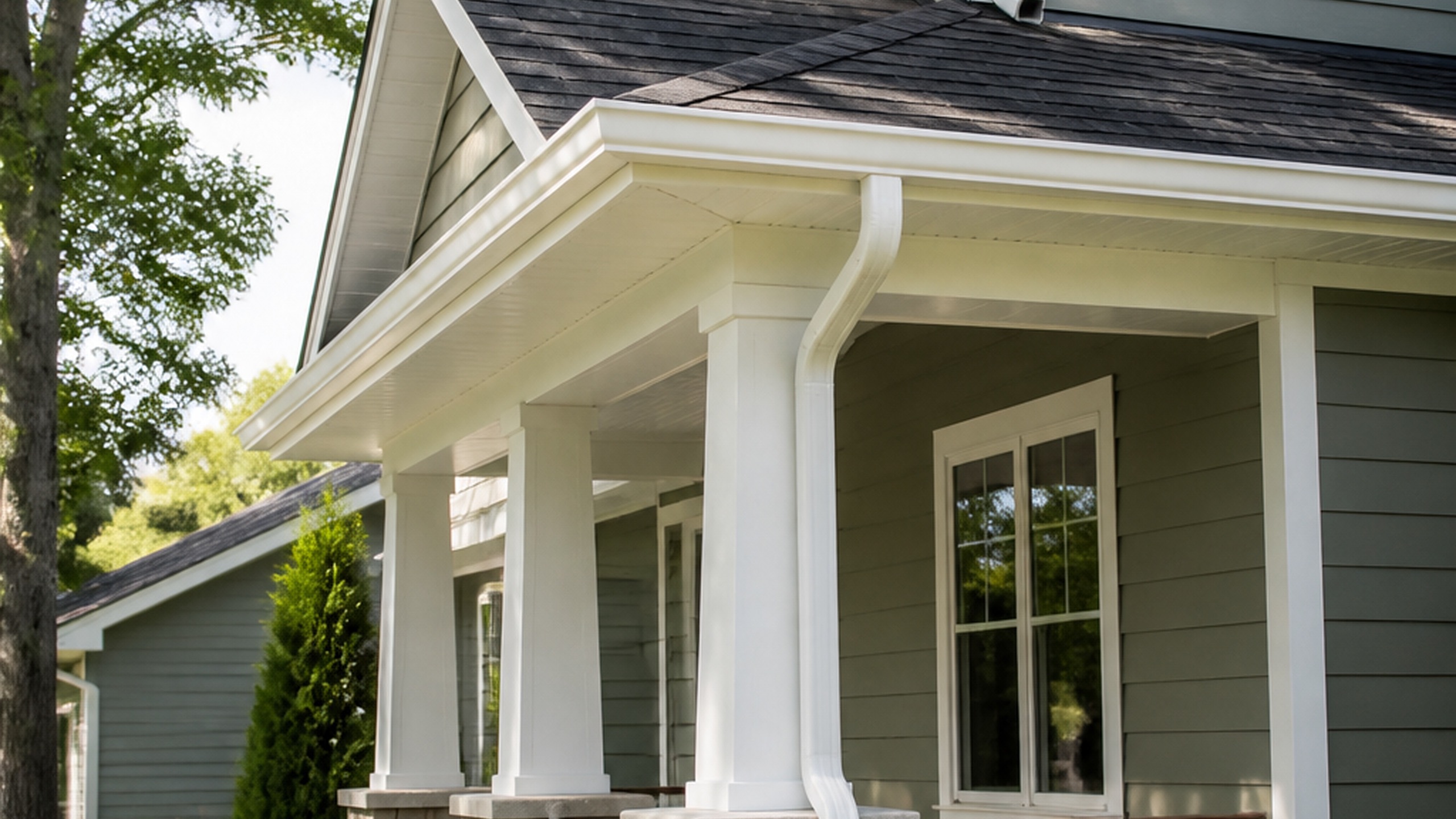 A finished Minnesota home exterior with gutters
